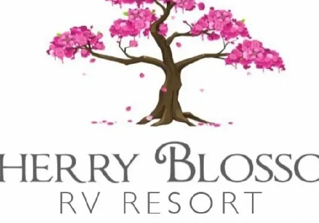 Logo of Cherry Blossom Luxury Resort with a pink flowering tree.